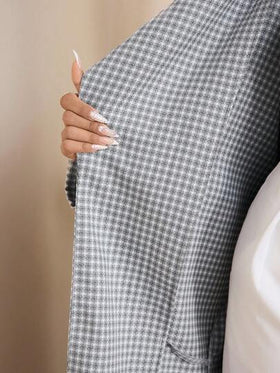 Veilorie جاكيت نسائية كاجوال فضفاضة بياقة مربعات للخريف