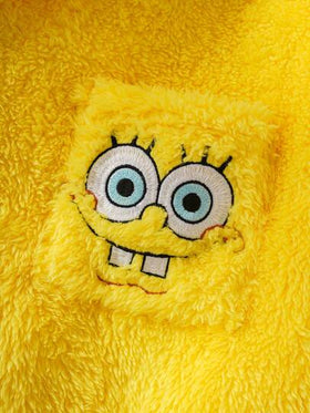 SpongeBob SquarePants | SHEIN طقم ملابس داخلية مريحة للرجال مطرز بالرسوم الكرتونية، بأكمام طويلة وبنطال، للخريف والشتاء