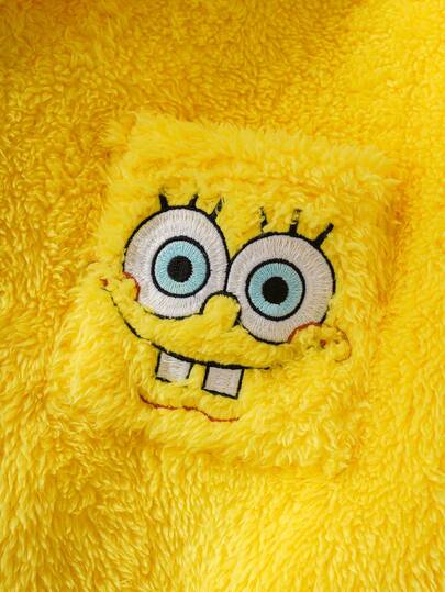 SpongeBob SquarePants | SHEIN طقم ملابس داخلية مريحة للرجال مطرز بالرسوم الكرتونية، بأكمام طويلة وبنطال، للخريف والشتاء