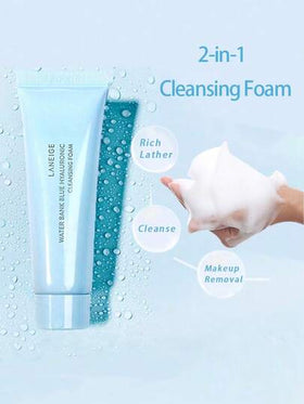 Laneige رغوة تنظيف وإزالة المكياج ذات القوة التنظيف العميق لبشرة نقية، رغوة تنظيف هيالورونية زرقاء بحجم السفر 30 جرام/1.06 أونصة