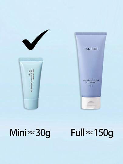 Laneige رغوة تنظيف وإزالة المكياج ذات القوة التنظيف العميق لبشرة نقية، رغوة تنظيف هيالورونية زرقاء بحجم السفر 30 جرام/1.06 أونصة