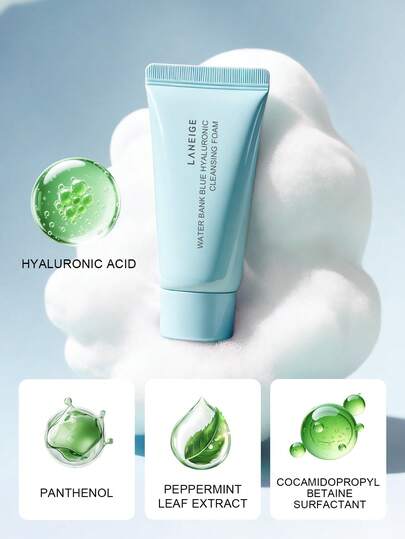 Laneige رغوة تنظيف وإزالة المكياج ذات القوة التنظيف العميق لبشرة نقية، حجم السفر، بنك المياه الأزرق بحمض الهيالورونيك 30 جرام/1.06 أونصة