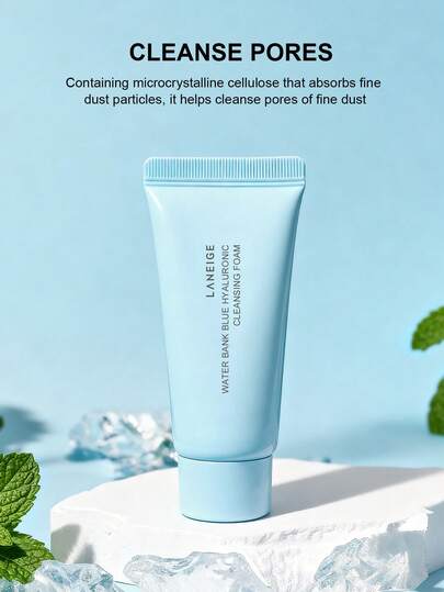 Laneige رغوة تنظيف وإزالة المكياج ذات القوة التنظيف العميق لبشرة نقية، حجم السفر، بنك المياه الأزرق بحمض الهيالورونيك 30 جرام/1.06 أونصة