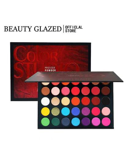 beauty glazed 35 لوحة ظلال عيون لمكياج هالوين، مكياج بألوان مطفأة ولامعة وناعمة ومخملية ملمس مضغوط ومسحوق كريمي للعيون قابل للمزج، لوحة مكياج طبيعي