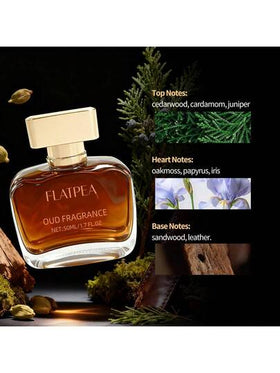 FLATPEA عطر جنتلمان بنكهة الجلد الدافئ بنكهة العرعر والصندل، خالي من الكحول، عطر خشبي طويل الأمد للرجال، مناسب للتنقل اليومي أو اجتماعات العملاء، هدية عملية لعيد الميلاد، حجم 1.7 أونصة
