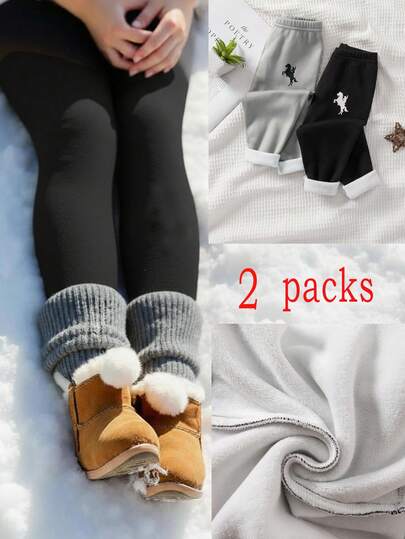 SHEIN اشتر واحد واحصل على واحد مجانًا، 2 عبوة من جوارب رياضية كاجوال للبنات الصغيرات مع زخارف بنقوش صغيرة، مناسبة لحفلات عيد الميلاد وحفلات المساء والعروض والأعراس والمعمودية، مناسبة للارتداء اليومي والسفر والرياضة، مناسبة للخريف والشتاء