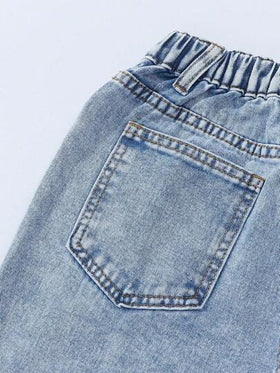 SHEIN ChillGRL بنطلون جينز واسع الساق مطرز مهترئ للفتيات المراهقات، جينز مغسول بطريقة عتيقة، طراز Y2K، كاجوال، جميل، رجعي 2000، بوهيمي، ملابس الشارع، تطريز زهري، قصة فضفاضة