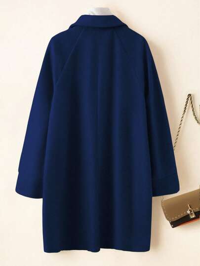 SHEIN LUNE معطف صوفي دافئ كاجوال ذو أزرار مزدوجة، خريف/شتاء