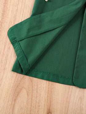 SHEIN Elladie kids 3 قطع طقم رسمي للبنات: بليزر وردي، قميص كنزة، شورت مزين باللؤلؤ، طقم صيفي أنيق وعصري