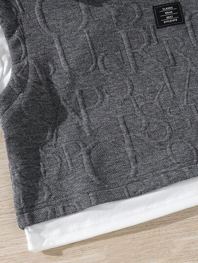 SHEIN Streecool Kids مجموعة ملابس صيفية للأطفال الصغار، تتضمن تي شيرت بأكمام قصيرة مقنع من قماش محبوك نسيج مميز وطباعة ملونة، مع شورت رياضي بتصميم لوحات متناسقة، طراز رياضي مناسب للارتداء اليومي والعطلات والرياضة والمدرسة والمناسبات