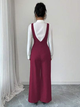 SHEIN Elenzya بدلة نسائية أنيقة ذات رقبة على شكل حرف V عميقة وتصميم الخصر من قماش سميك أسود، مناسبة لمناسبات اليوم الوطني، الإثنين السيبراني، هالوين، عيد العزاب، عودة إلى الحفلة المدرسية، حفلة العزاب، العطلات، عيد الميلاد، هالوين، ، كرنفال عيد الميلاد، دي