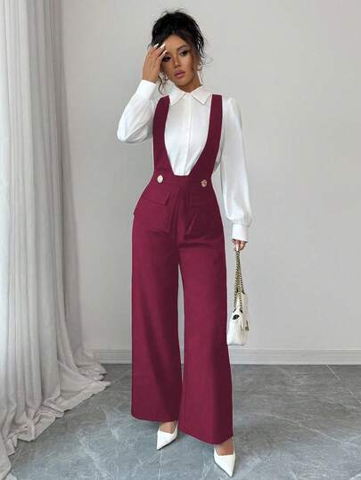 SHEIN Elenzya بدلة نسائية أنيقة ذات رقبة على شكل حرف V عميقة وتصميم الخصر من قماش سميك أسود، مناسبة لمناسبات اليوم الوطني، الإثنين السيبراني، هالوين، عيد العزاب، عودة إلى الحفلة المدرسية، حفلة العزاب، العطلات، عيد الميلاد، هالوين، ، كرنفال عيد الميلاد، دي
