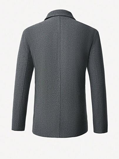Manfinity Mode معطف صوفي أحادي الصدر بياقة كاجوال، معطف كشمير صوفي رمادي للخريف/الشتاء، "عتيق المال"، للأنشطة اليومية والترفيهية والرحلات والأنشطة الخارجية والسفر والبيئات العمل المريحة أو المناسبات شبه الرسمية، هدية للصديق/الزوج، هدية عيد ميلاد/سنوية، حف
