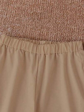 SHEIN مجموعة قميص وشورت بألوان متباينة بطراز كلية للفتيان في سن المراهقة، 2 قطعة/مجموعة