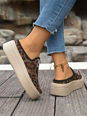 أحذية رياضية كاجوال للنساء بنمط نمر، سميكة الأسفل مانعة للانزلاق، عصرية وخفيفة الوزن ومريحة، مناسبة للربيع والخريف
