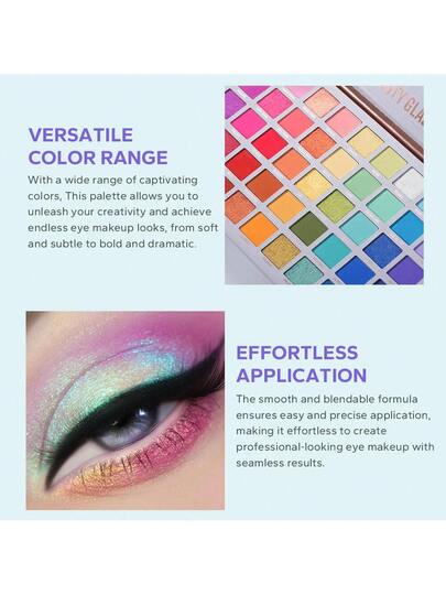 beauty glazed 45 لون ظلال عيون، طقم ظلال عيون مطفي وبراق، مجموعة مساحيق ألوان زاهية للوجه لاستخدامها في الأزياء المسرحية
