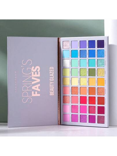 beauty glazed 45 لون ظلال عيون، طقم ظلال عيون مطفي وبراق، مجموعة مساحيق ألوان زاهية للوجه لاستخدامها في الأزياء المسرحية