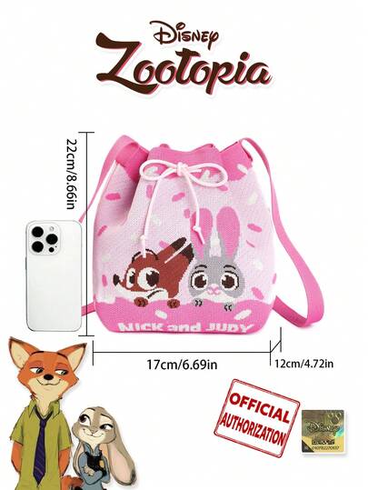 حقيبة سطل رباط كرتون حيوانات جنون NICK وJUDY، تصميم قابل للطي، مناسبة للتجمعات اليومية والحفلات والتسوق والتناسق اليومي، هدايا العطلات