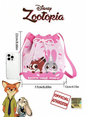 حقيبة سطل رباط كرتون حيوانات جنون NICK وJUDY، تصميم قابل للطي، مناسبة للتجمعات اليومية والحفلات والتسوق والتناسق اليومي، هدايا العطلات