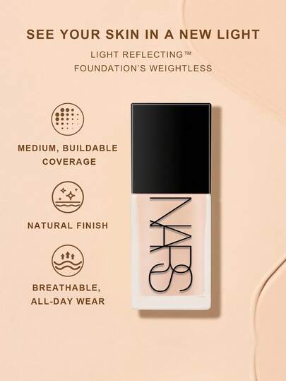 Nars أساس نارس المعكس للضوء - مكياج متطور - أساس هجين للعناية بالبشرة - 30 مل/1 أونصة سائلة #أوسلو-فاتح 1