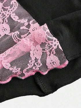 SHEIN ChillGRL بنطلون مع فتحات واسعة للفتيات المراهقات مزين بفيونكة