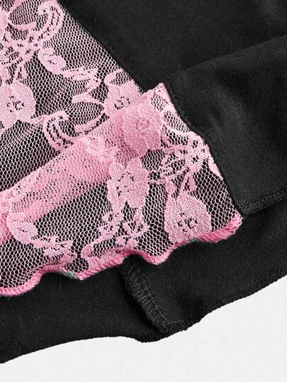 SHEIN ChillGRL بنطلون مع فتحات واسعة للفتيات المراهقات مزين بفيونكة