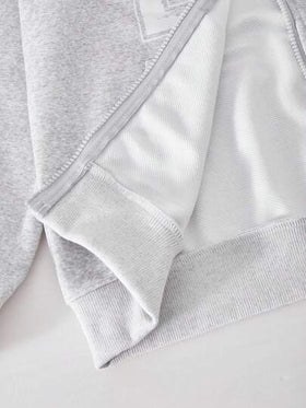 SHEIN ChillGRL 2 قطعة ملابس كاجوال للبنات: جاكيت كم طويل مقنع مطبوع وأكمام مخططة، مقترن مع بنطلون ساق مستقيمة فضفاضة، مناسب للأوقات الحرة والرياضة