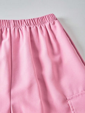 SHEIN ChillGRL مجموعة تي شيرت وبنطلون كارجو بطباعة حرفية للمراهقات، طراز ملابس الشارع الكاجوال