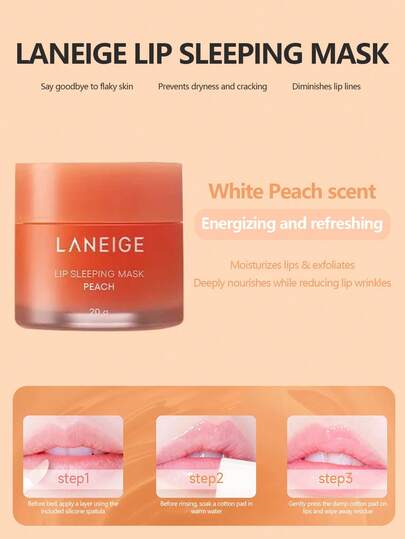 Laneige 20 جرام قناع نوم للشفاه بنكهة العنب، العناية المكثفة بالشفاه، مُنقع بفيتامين سي، مغذي ومصلح للتجاعيد والتشديد، لطيف ومهدئ للتقشير، يقلل من خطوط الشفاه، غني بمضادات الأكسدة، يحسن الشفاه الجافة والمتقشرة.