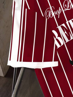 Betty Boop x SHEIN تي شيرت نسائي بياقة مستديرة وأكمام قصيرة مزخرف بخطوط وأشكال كرتونية