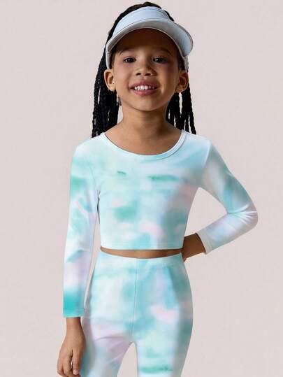 SHEIN طقم ملابس رياضية للفتيات الصغيرات، بتصميم ملون وزاهي وحيوي، توب بأكمام طويلة مع تصميم ظهر مفتوح + بنطلون، مناسب للتمرين الرياضي والارتداء اليومي والمناسبات الكاجوال