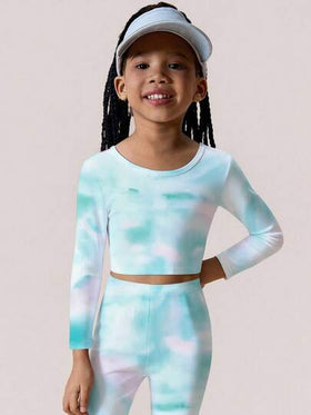 SHEIN طقم ملابس رياضية للفتيات الصغيرات، بتصميم ملون وزاهي وحيوي، توب بأكمام طويلة مع تصميم ظهر مفتوح + بنطلون، مناسب للتمرين الرياضي والارتداء اليومي والمناسبات الكاجوال