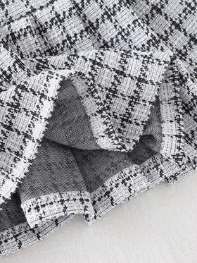 SHEIN فستان طويل الأكمام مطبوع بنمط الهندسي مع ذيل مطوي وزخرفة الفيونكة، مناسب للفتيات المراهقات