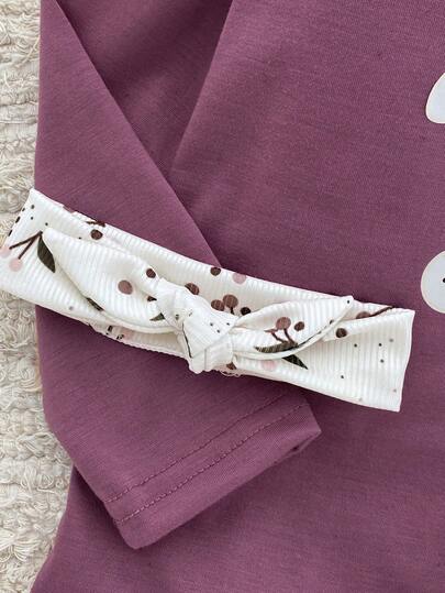 مجموعة بنطلون وبلوزة نوم طويلة الأكمام للأطفال الصغار بطبعة زهور جميلة، مريحة وأنيقة