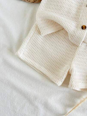 Vintaside Kids مجموعة قميص وشورت للأطفال الصبيان، بتصميم ريفي، نسيج ذو ملمس خاص، خليط قطني مريح، إطلالة كاجوال متعددة الاستخدامات، قطعتان