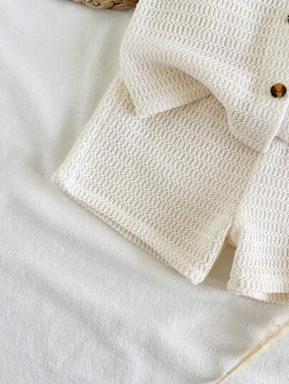 Vintaside Kids مجموعة قميص وشورت للأطفال الصبيان، بتصميم ريفي، نسيج ذو ملمس خاص، خليط قطني مريح، إطلالة كاجوال متعددة الاستخدامات، قطعتان