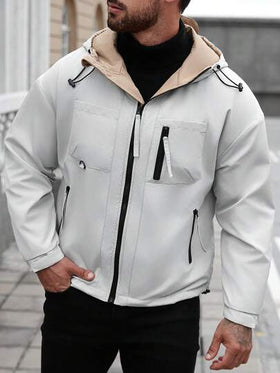 Manfinity Homme معطف هوديي مبطن بالحرارة للرجال، معطف فضفاض للرجال للخريف والشتاء، معطف هوديي للرجال، ملابس خارجية شتوية للرجال، هدية للصديق/الزوج، هدية عيد الميلاد، معطف شتوي للرجال، جاكيت شارع للرجال، جاكيتات للرجال
