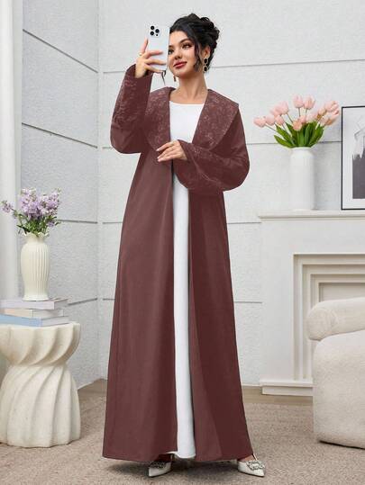 Yasmyna رمضان عباية كارديجان مرقعة من الجاكار الأنيق