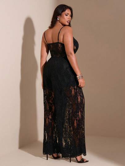 SHEIN BAE بدلة نسائية سوداء من الدانتيل