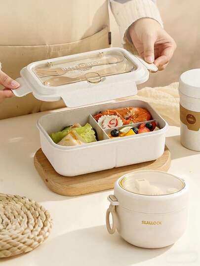 صندوق الغداء، صندوق بنتو مع أدوات المائدة، كوب إفطار الشوفان، برطمان الحساء، صندوق الغداء للعمل والمدرسة، حقيبة صندوق الغداء، طقم صندوق الغداء، مناسب للمنزل والطلاب والمكتب والسفر والنزهات الخارجية