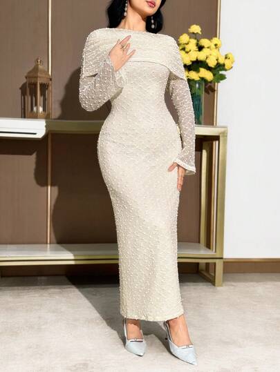 Modelyn فستان نسائي بأكمام واسعة ضيق مناسب اللون