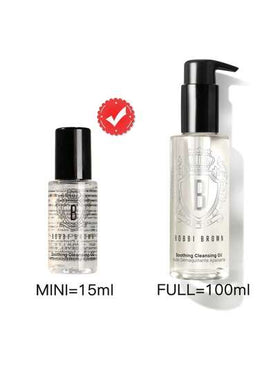 Bobbi Brown زيت تنظيف مهدئ [ميني] من بوبي براون 15مل / منظف زيتي لإزالة المكياج اللطيف / منظف وجه زيتي خفيف كالماء يزيل الشوائب والمكياج المقاوم للماء مع تغذية البشرة.