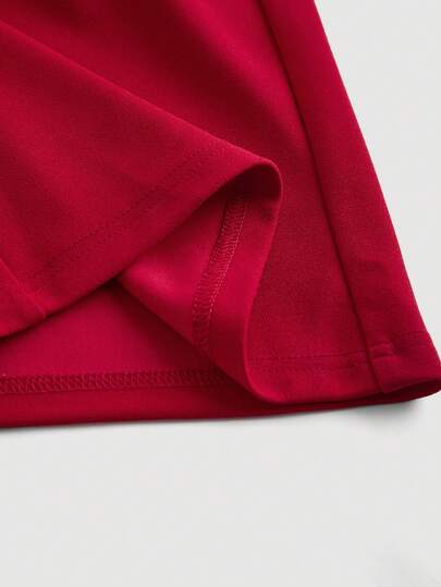 SHEIN MOD بنطلون مستقيم بأربطة أمامية حمراء، ملابس، بذلات خريفية وشتوية، ملابس أنيقة، بذلات للحفلات، ملابس للمواعيد