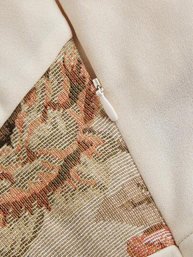 SHEIN MOD جمبسوت نسائية بحمالات رفيعة وخصر مطوي بنقشة زهرية جاكار بلون المشمش، جمبسوت زفاف نسائية، جمبسوت خريف/شتاء، ملابس معلمة، جمبسوت بطراز المال القديم، جمبسوت كاجوال للأعمال، جمبسوت للغداء، جمبسوت للخروج، جمبسوت رسمية، جمبسوت قطعة واحدة