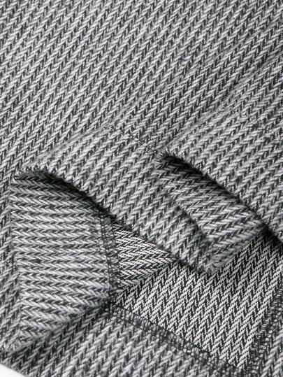 Manfinity CasualCool معطف طويل أحادي الصدر كاجوال للرجال، معطف شتوي/خريفي باللون الرمادي، معطف مخطط