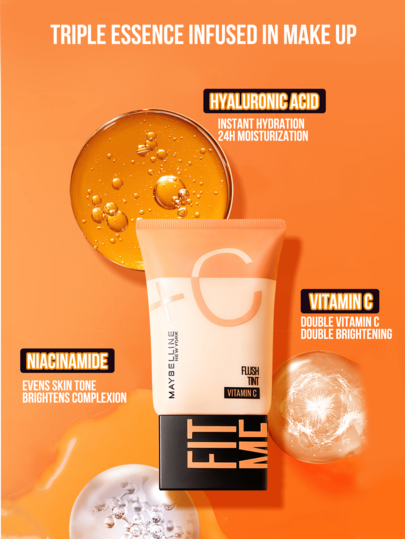 Maybelline مرطب مضيء FIT ME FLUSH ، فيتامين C مرتين #02 بشرة فاتحة ، 5/30 مل. فيتامين C مزدوج² لإشراق مضاعف ، 8 تحسينات لجودة البشرة ، مشبع بثلاثي الجوهر (ترطيب لمدة 24 ساعة بحمض الهيالورونيك ، إشراق بفيتامين C ، تجانس بالنياسيناميد). يخلق بريقًا طبيعي...