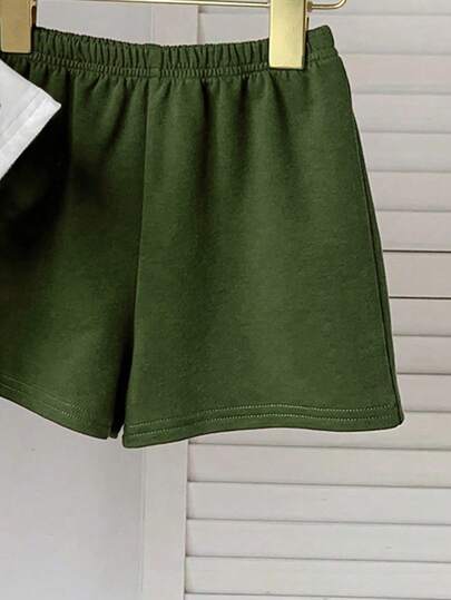 SHEIN Playful Pals مجموعة قميص وشورت مطبوع بطبعة ديناصور لطيفة للأطفال الرضع والأولاد من 0-3 سنوات، قطعتان، ملائم للربيع/الصيف، كاجوال، خارجي، أساسي، رياضي، عصري وبسيط