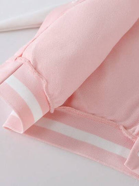SHEIN رمضان طقم بنطلون وجاكيت بنات كاجوال: جاكيت بأزرار وطباعة حرفية أنيقة وبنطلون ذو ساق واسعة مخطط، مناسب للخريف/الشتاء، قطعتان