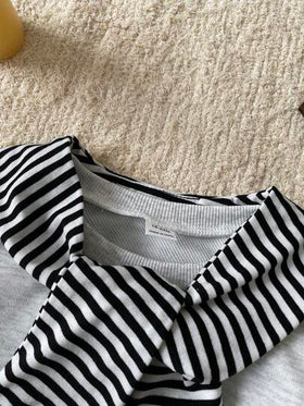 SHEIN 3 قطع طقم ملابس شتوية/خريفية للأطفال الرضع والصغار من عمر 0-3 سنوات: وشاح قابل للإزالة + بلوزة بياقة طاقم طويلة الأكمام + بنطلون