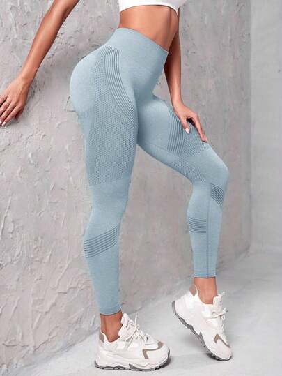 Powerista سروال رياضي نسائي ذو خصر عالي ولون أحادي، مطاطي ومتماسك للياقة البدنية اليومية